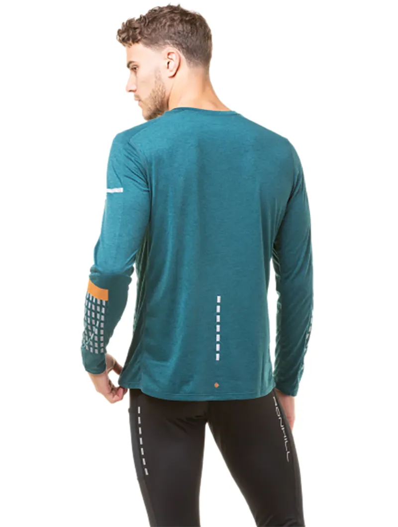 Ronhill Men's Tech Afterhours L/S Tee DpLagoon/Copper/Rflct-3